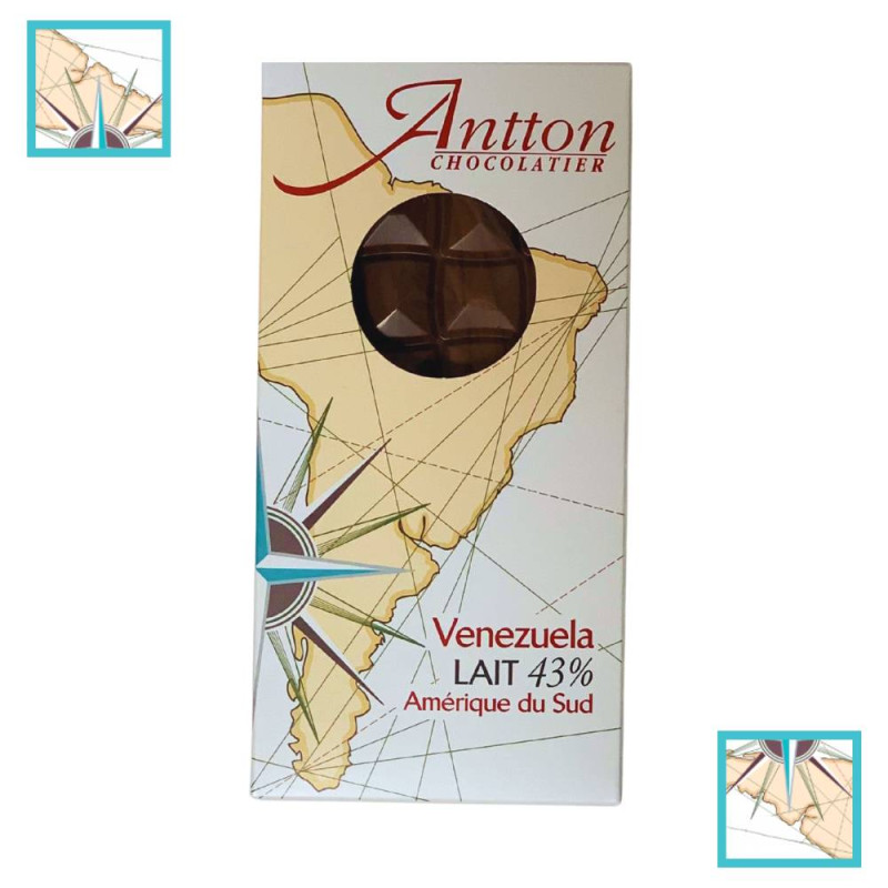Tablette de chocolat au Lait 43% de cacao, origine Venezuela fabriquée au Pays Basque