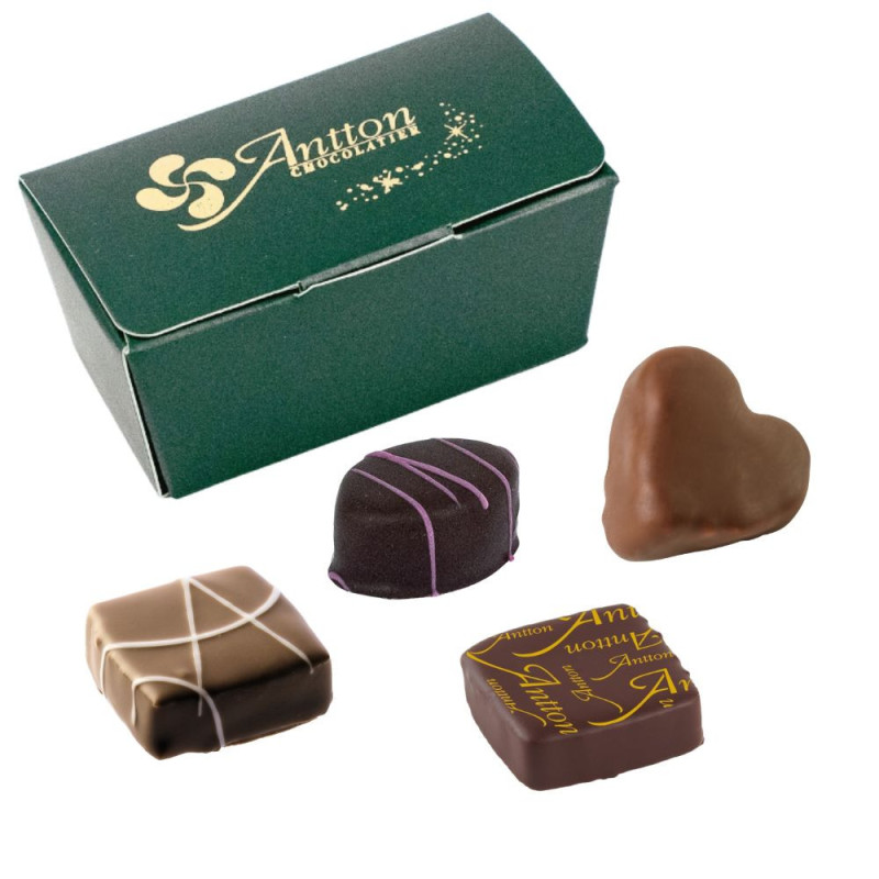 Mini ballotin de chocolats Lait et Noir, ganache, praliné, pâte d'amande