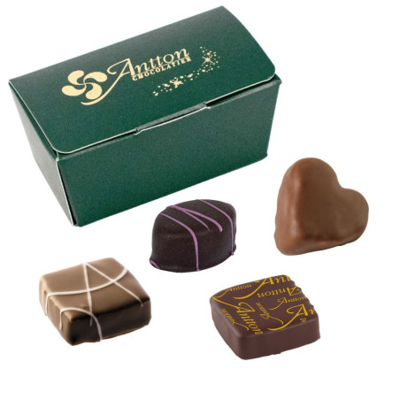 Mini ballotin de chocolats Lait et Noir, ganache, praliné, pâte d'amande