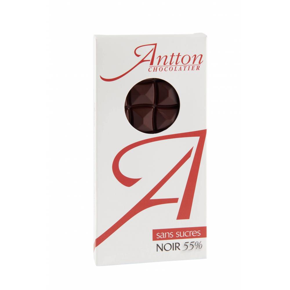 Tablette de chocolat Noir sans sucre 55% de cacao du Pays Basque
